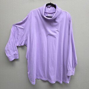 All American Comfort Pullover Womens 5X Purple Cowl Neck Long Sleeve Shirt Top